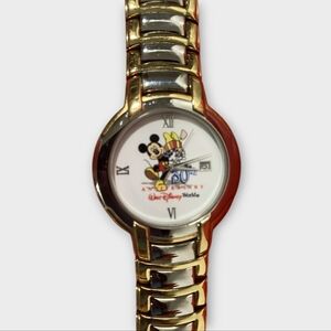 Disney 30th Anniversary Mickey Mouse Two-Tone  Gold/Silver Band w/New Battery